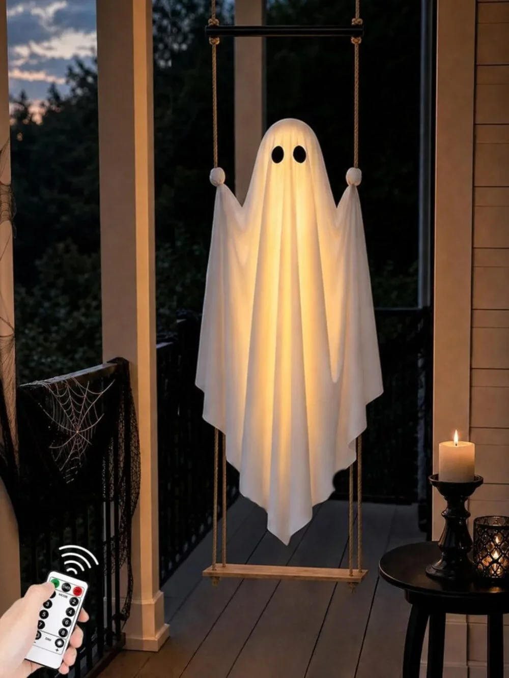 Spooky 3.7FT Pre-Assembled Hanging Ghost for Outdoor Halloween Decor